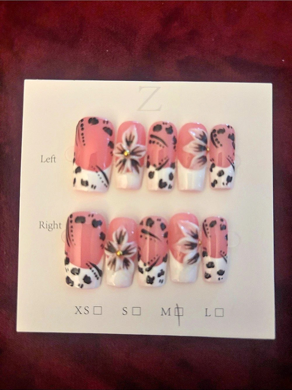 Pink & White Floral Press-On Nails